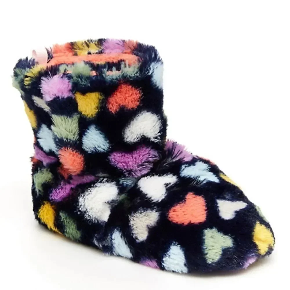 Carter’s Girls Jette Faux Fur Slippers with Heart Pattern